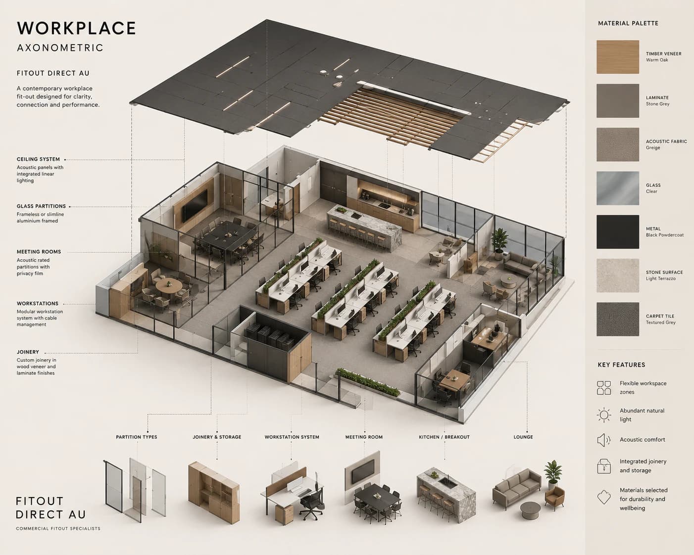 Fitness & Wellness axonometric study