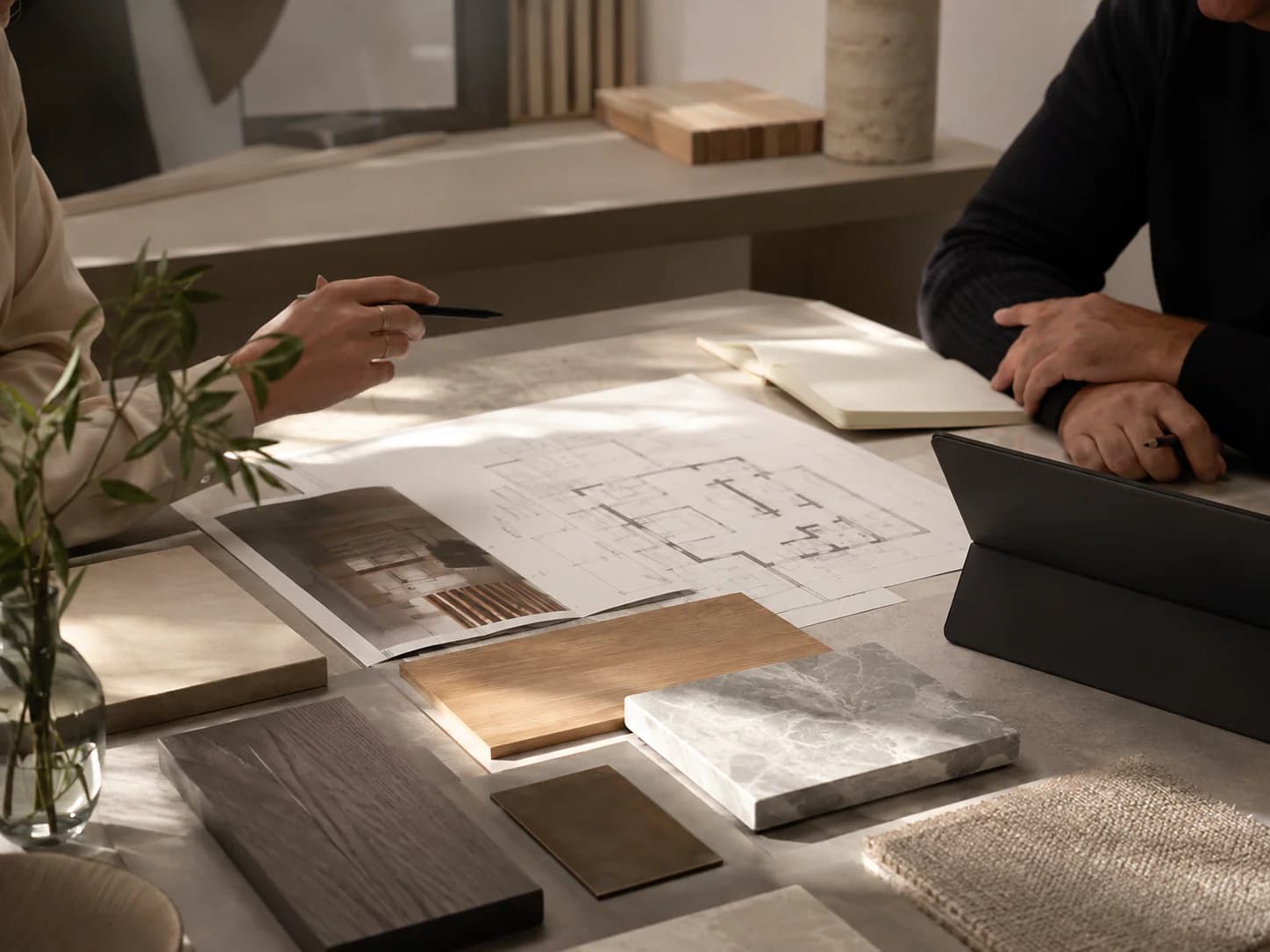 Interior design consultation around architectural plans