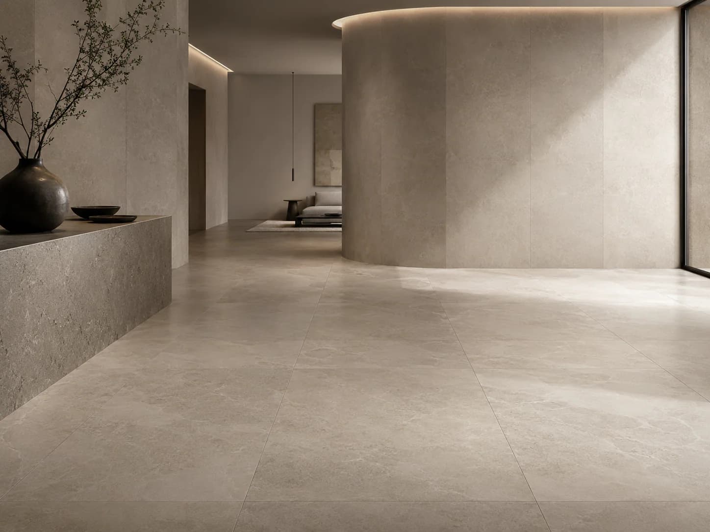 Large-Format Porcelain Flooring material macro