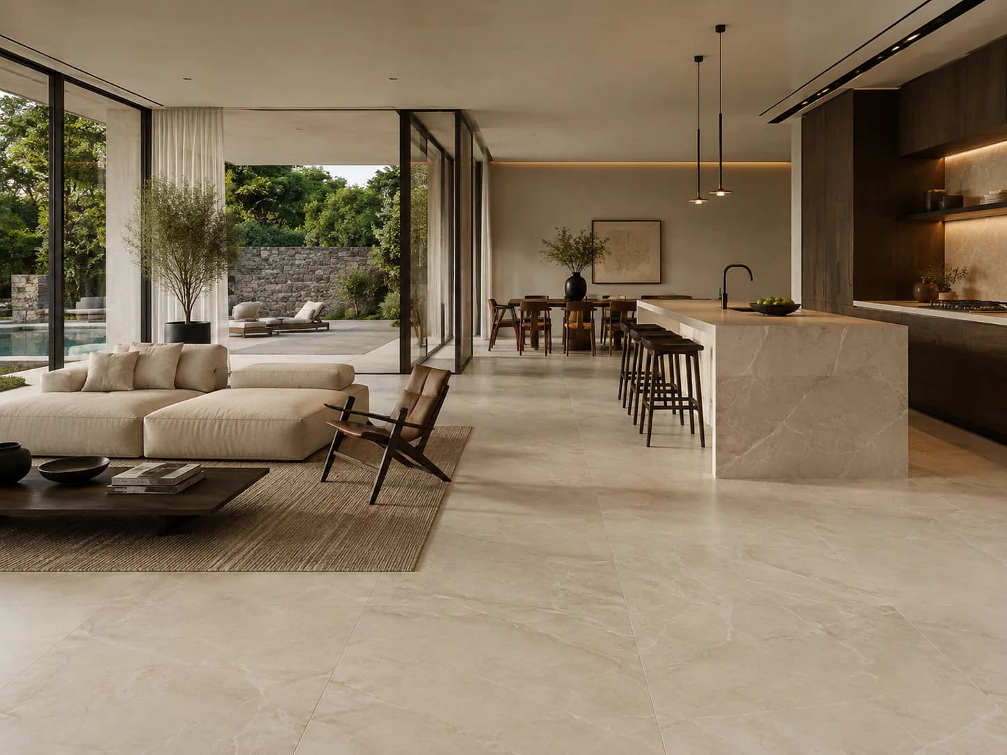 Large-Format Porcelain Flooring residential application