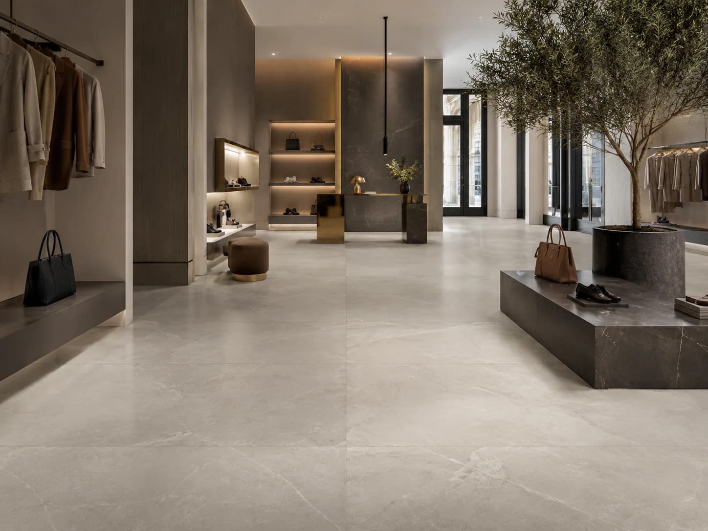 Large-Format Porcelain Flooring commercial application