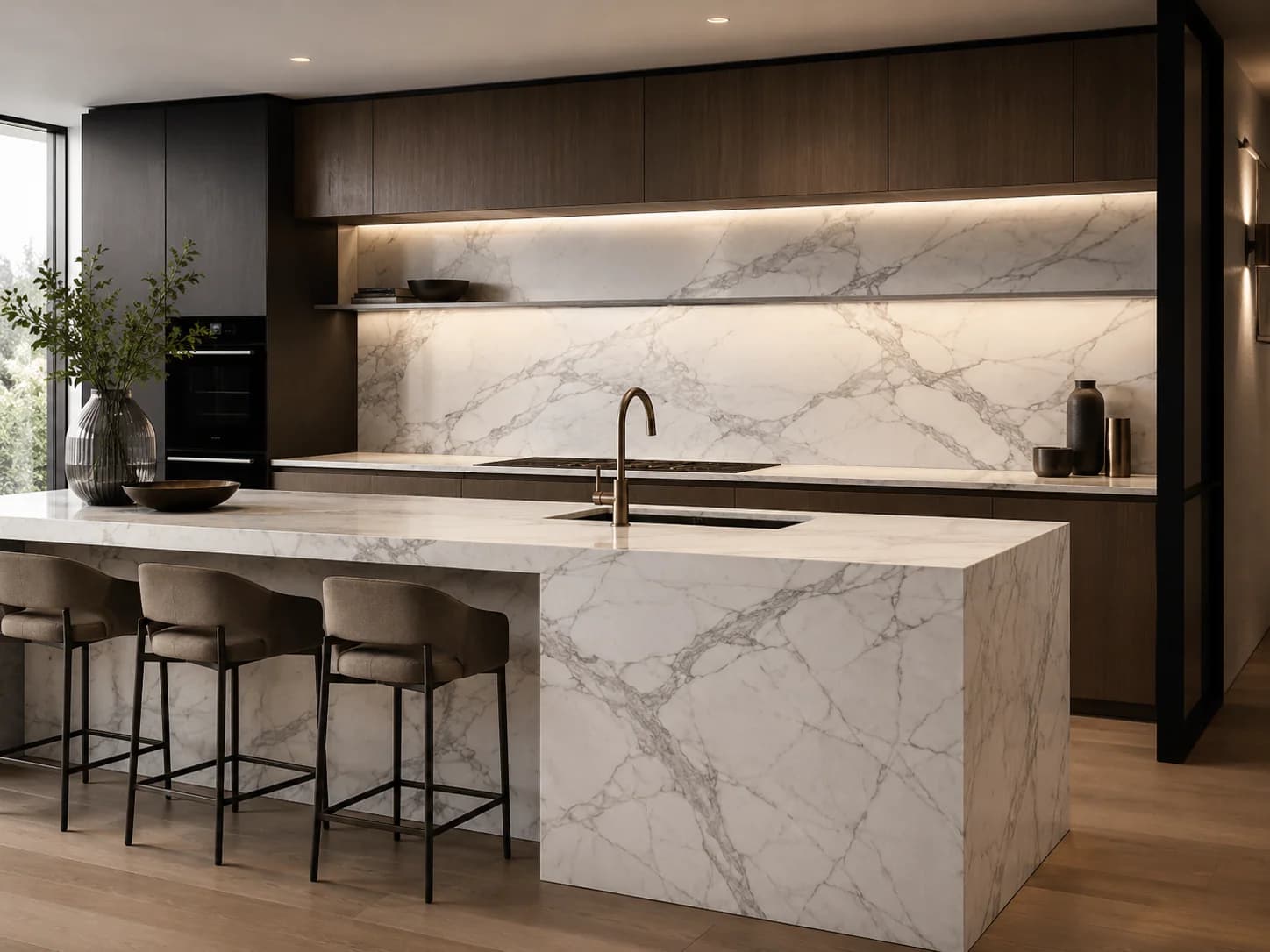 Calacatta / Carrara edge and profile detail