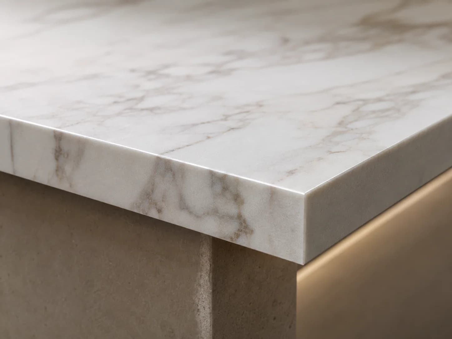 Marble-Look Porcelain edge and profile detail