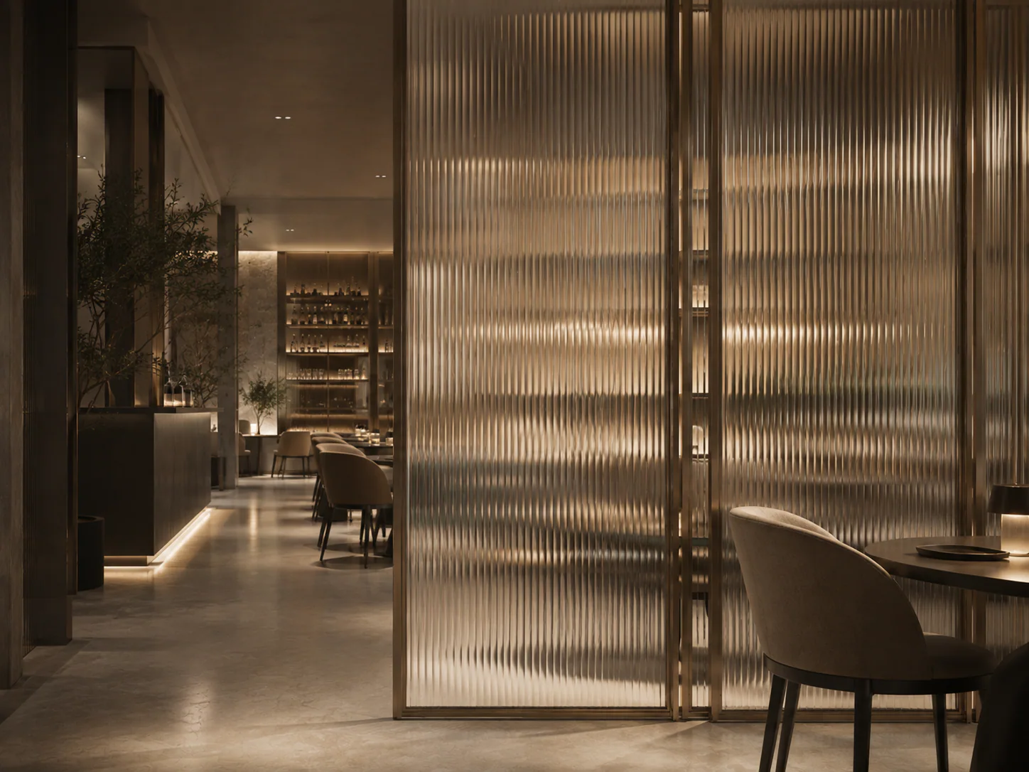 Reeded / Fluted Glass commercial application