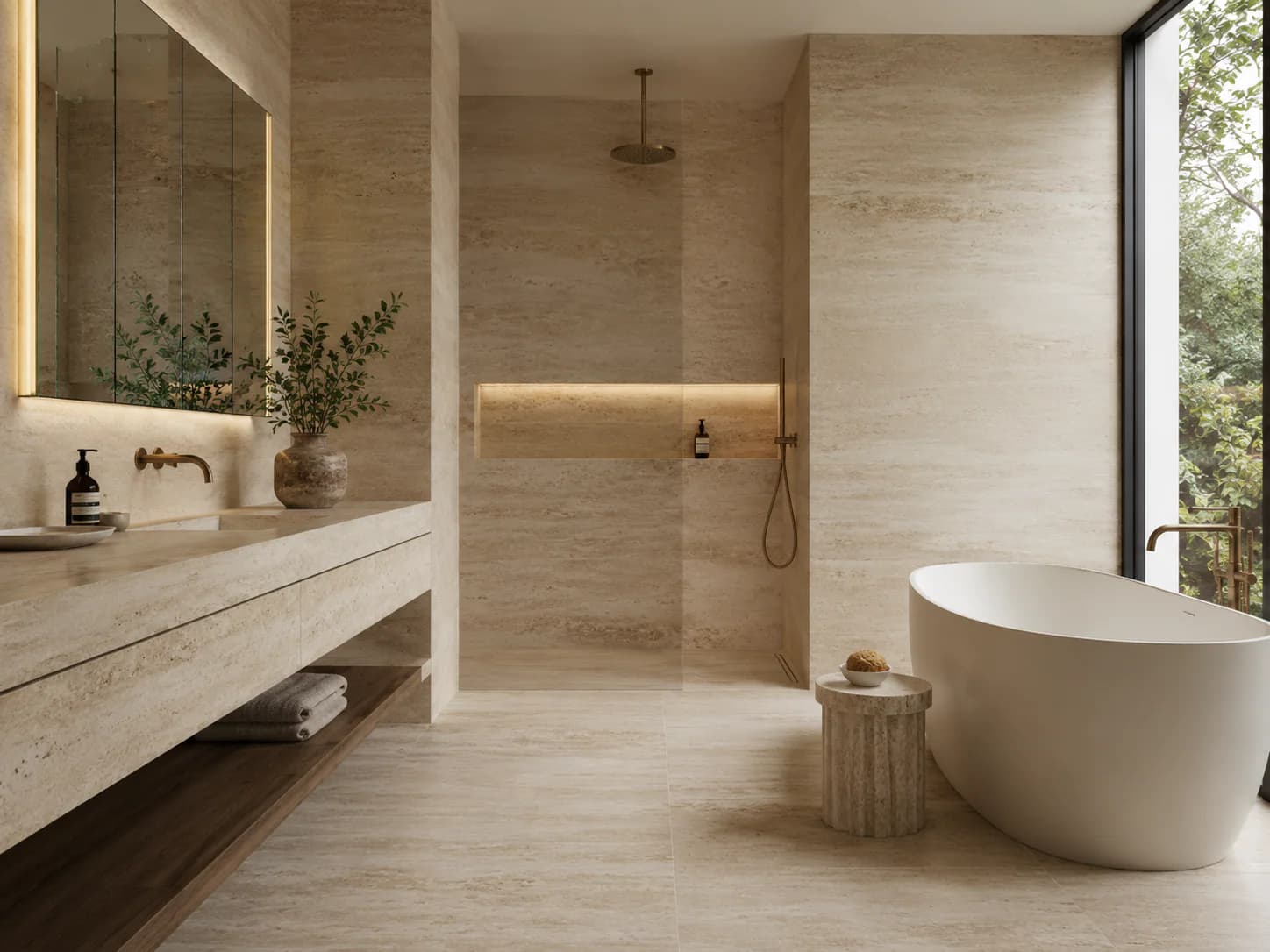 Travertine-Look Porcelain residential application